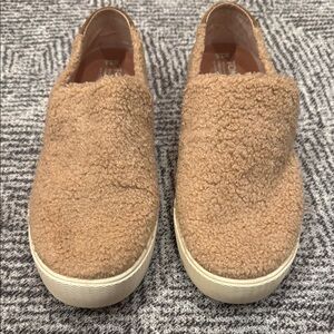 TOMS Tan Fuzzy Slip-On Shoes
